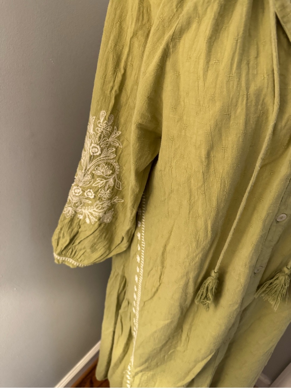 Zara Olive green dress flowy boho Maci dress. Size large - Picture 4 of 11